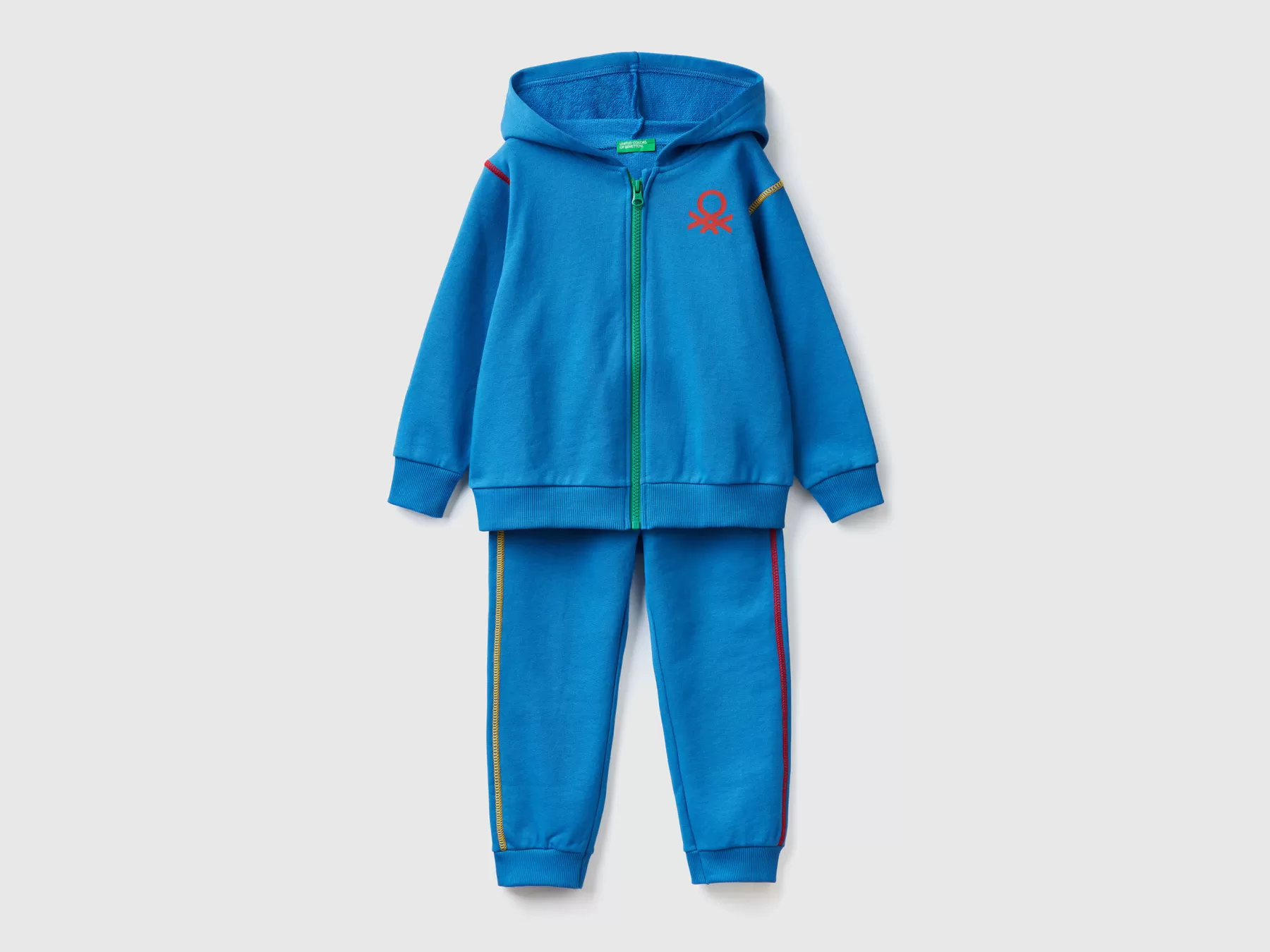 Benetton Tuta In Felpa 100% Cotone Bluette Fashion