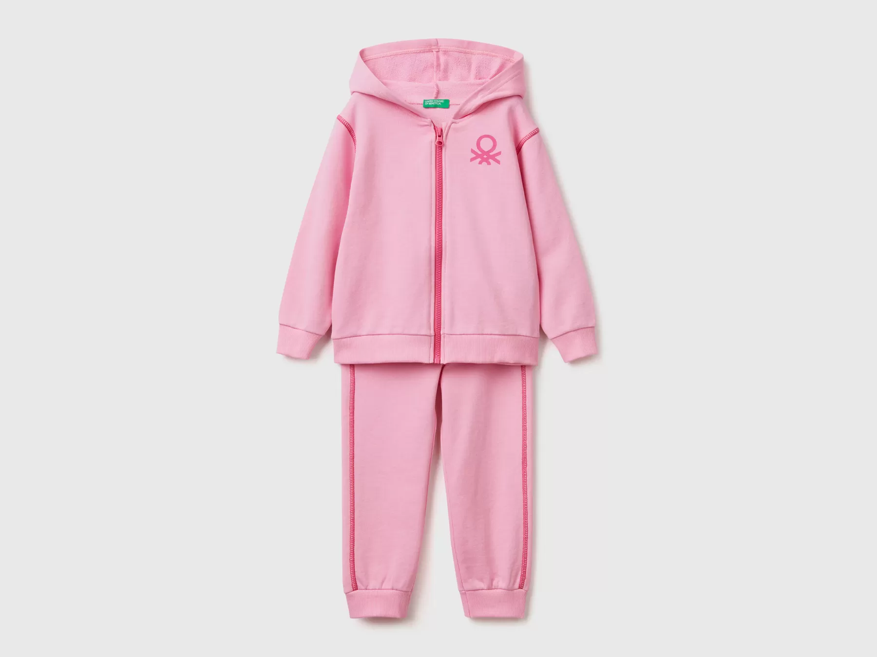 Benetton Tuta In Felpa 100% Cotone Rosa Online