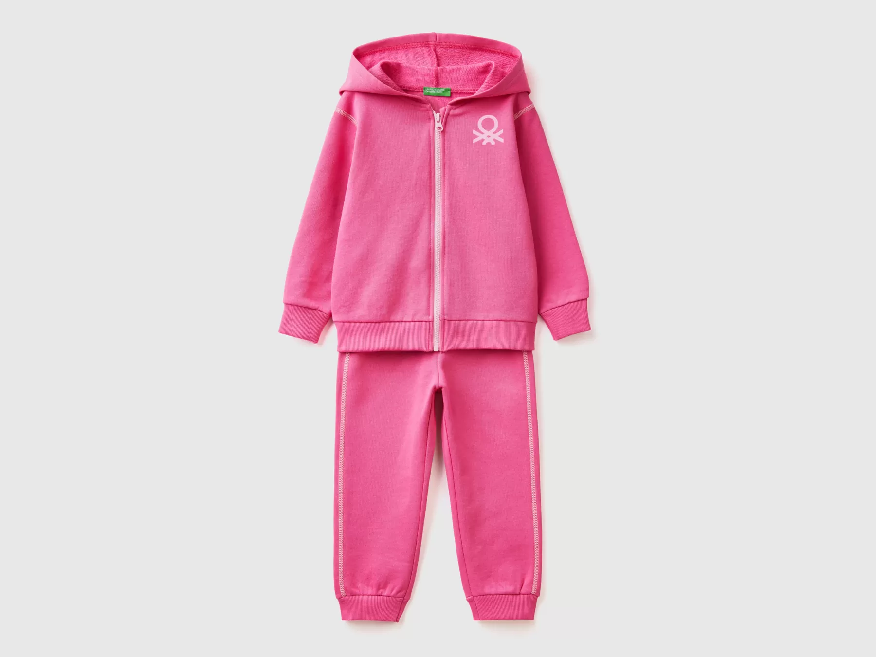 Benetton Tuta In Felpa 100% Cotone Fucsia Store