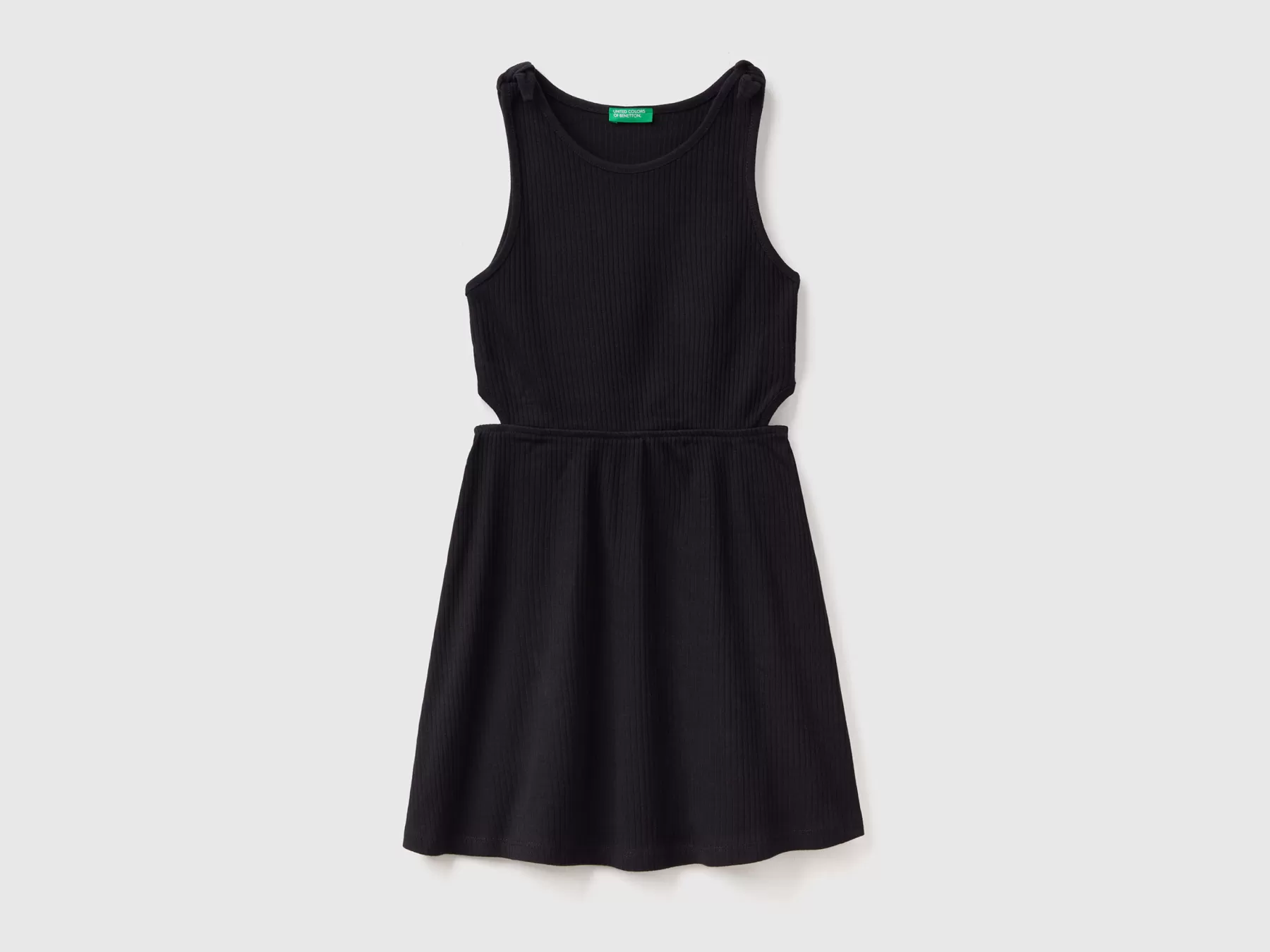 Benetton Vestito A Costine Con Spalline Nero Cheap