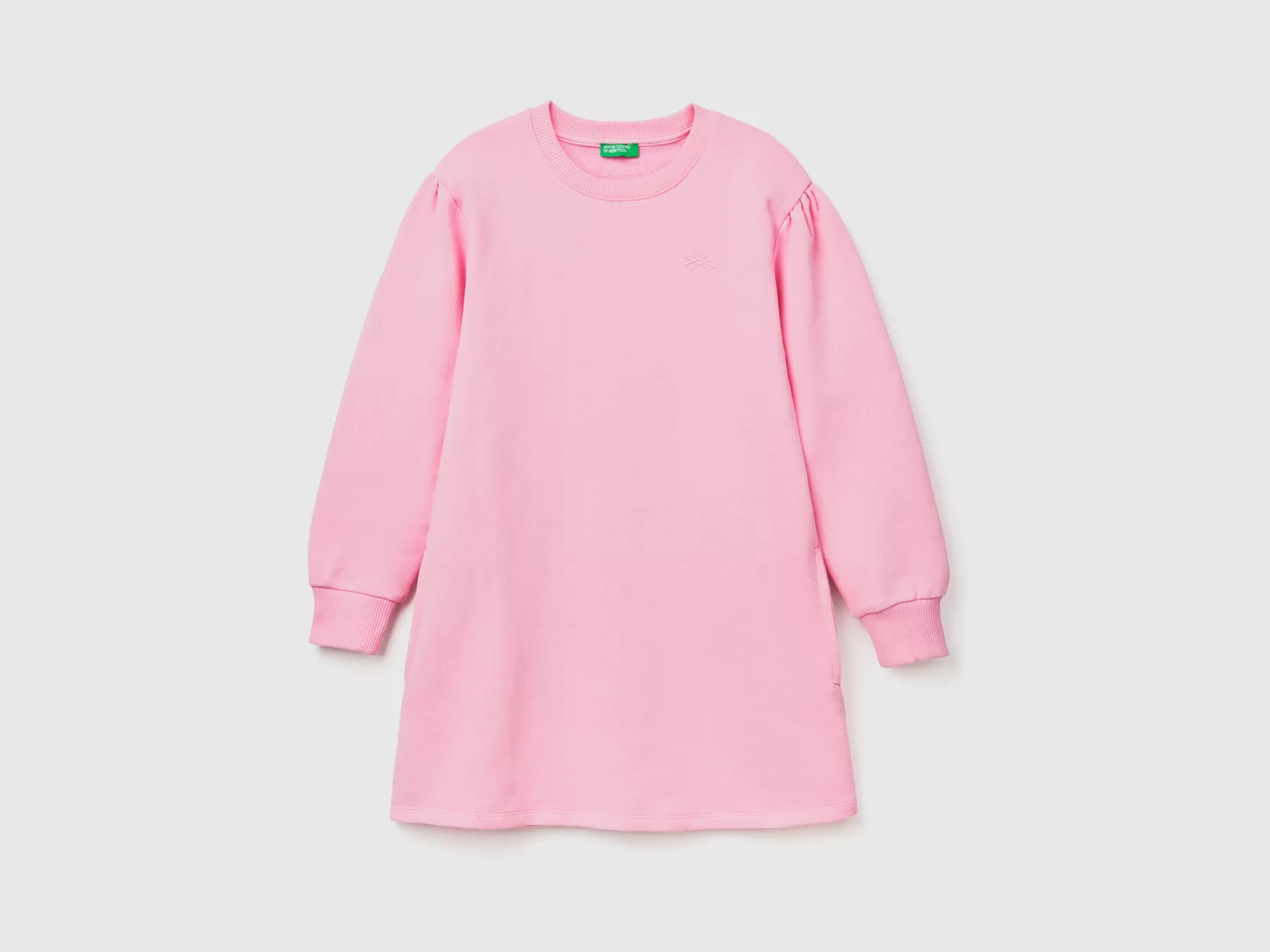 Benetton Vestito Con Manica A Palloncino Rosa New