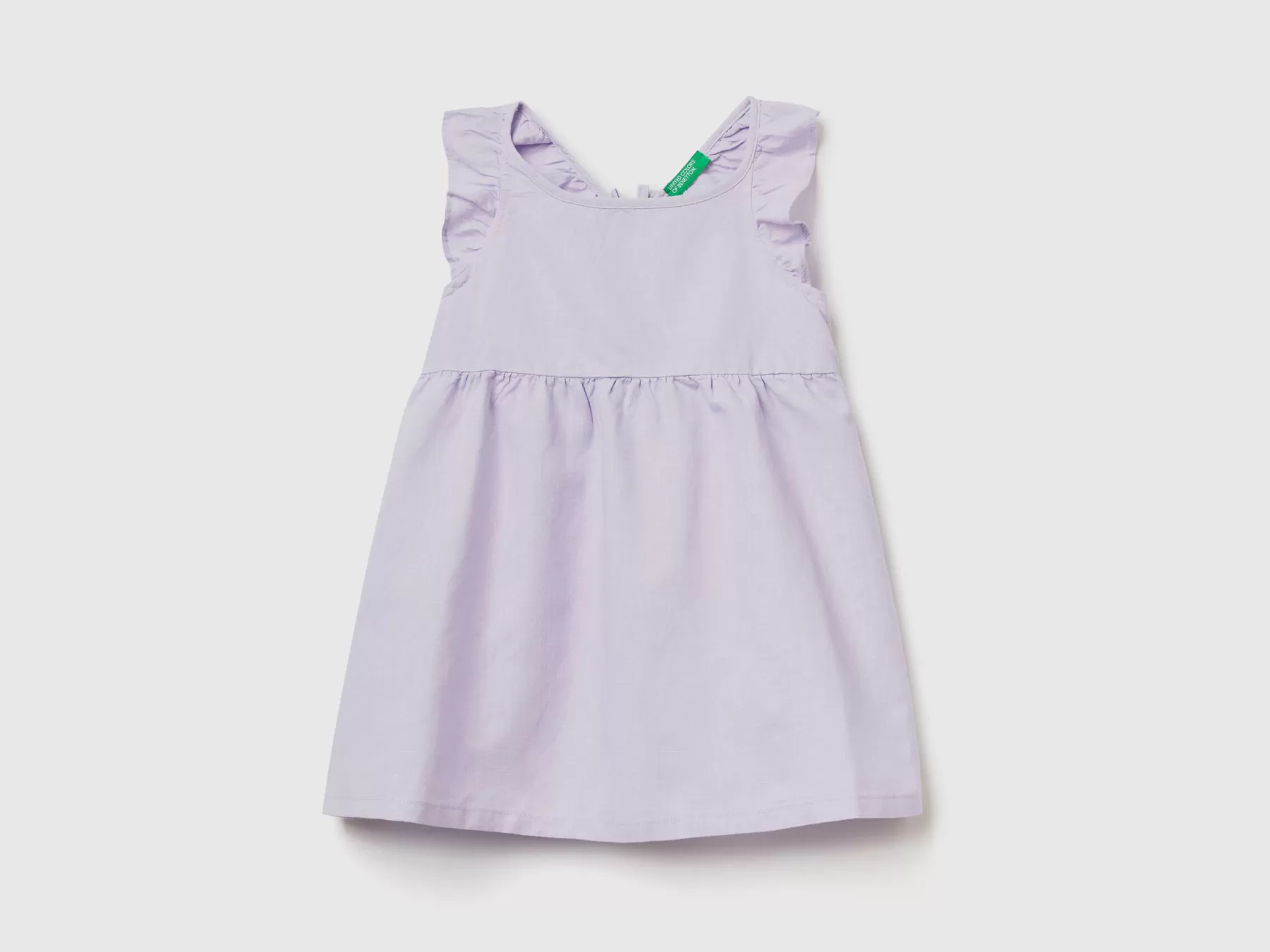 Benetton Vestito Con Volant In Misto Lino Lilla Best