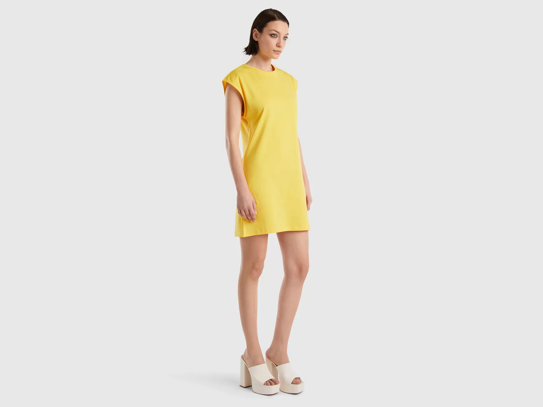 Benetton Vestito Corto Giallo Cheap