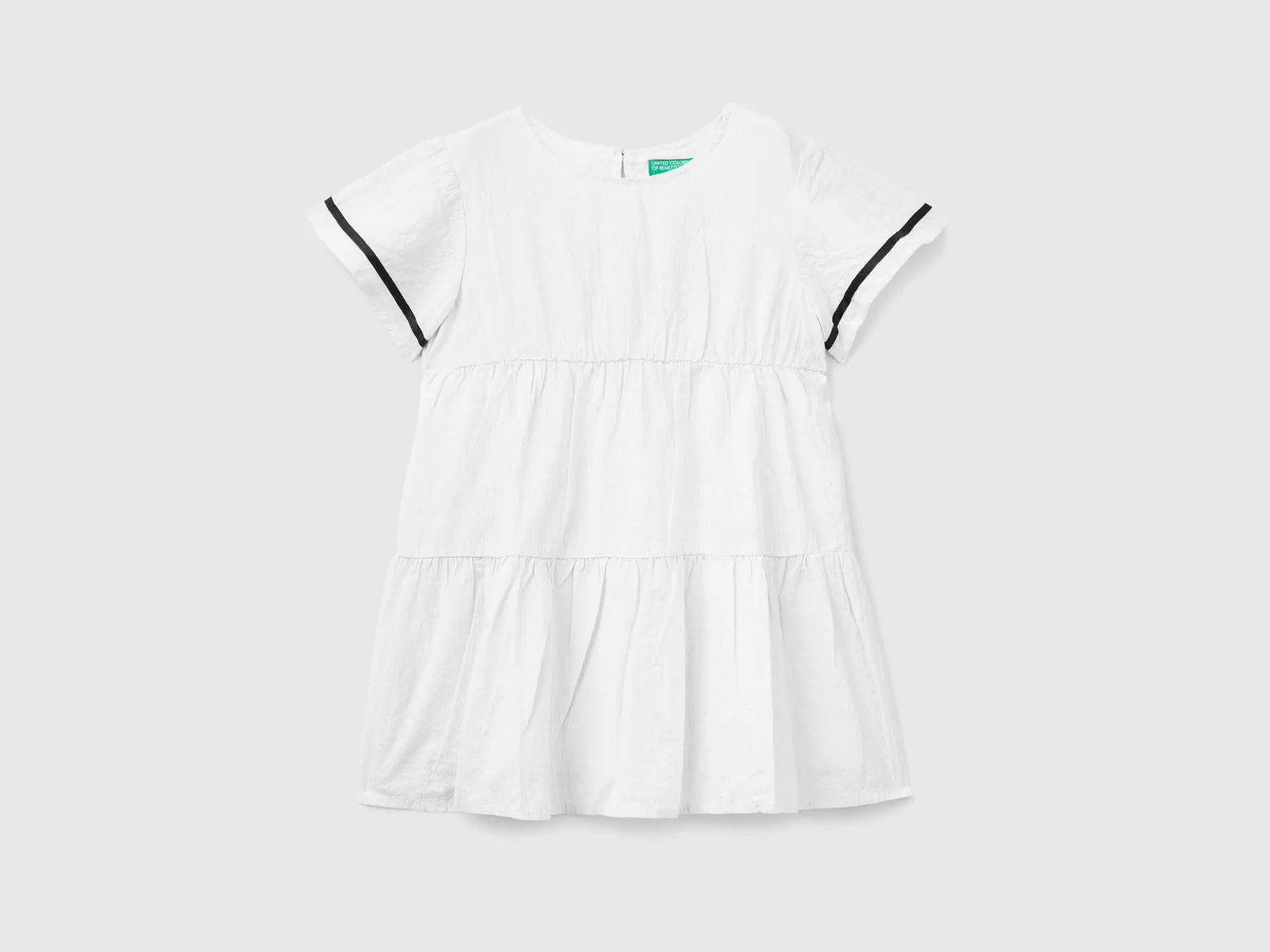 Benetton Vestito Corto A Balze Bianco Fashion