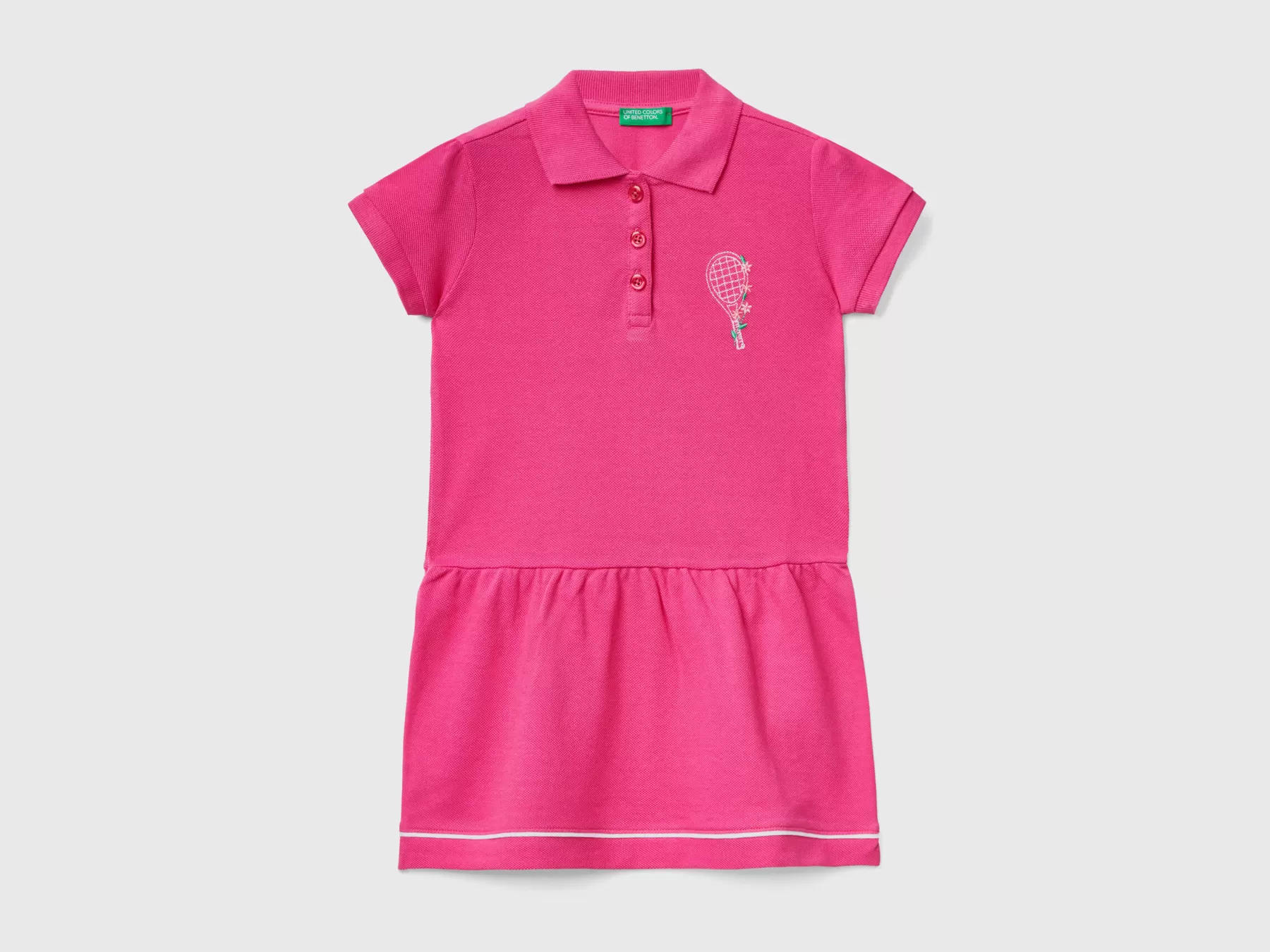 Benetton Vestito Corto Stile Polo Fucsia Flash Sale