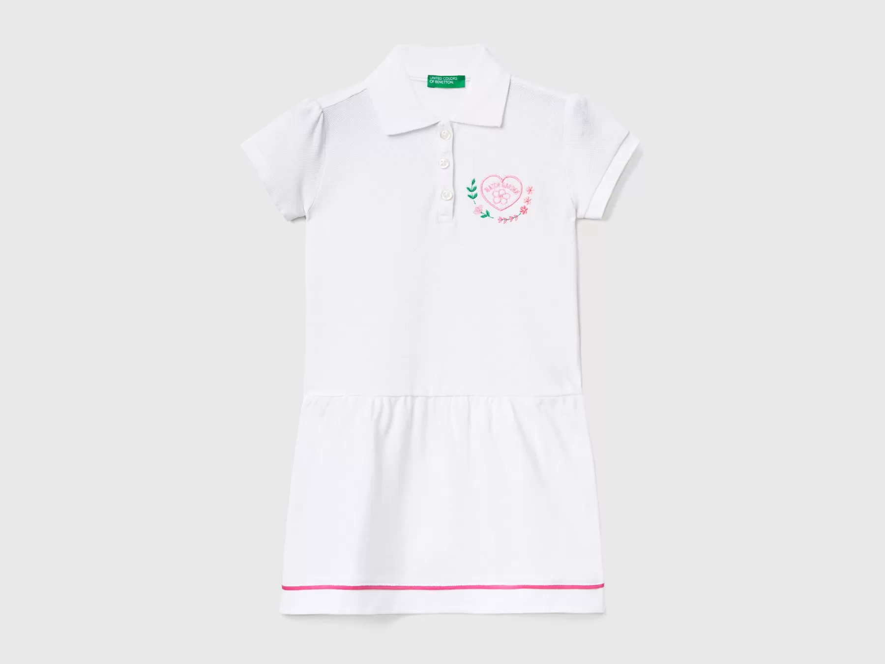 Benetton Vestito Corto Stile Polo Bianco Online