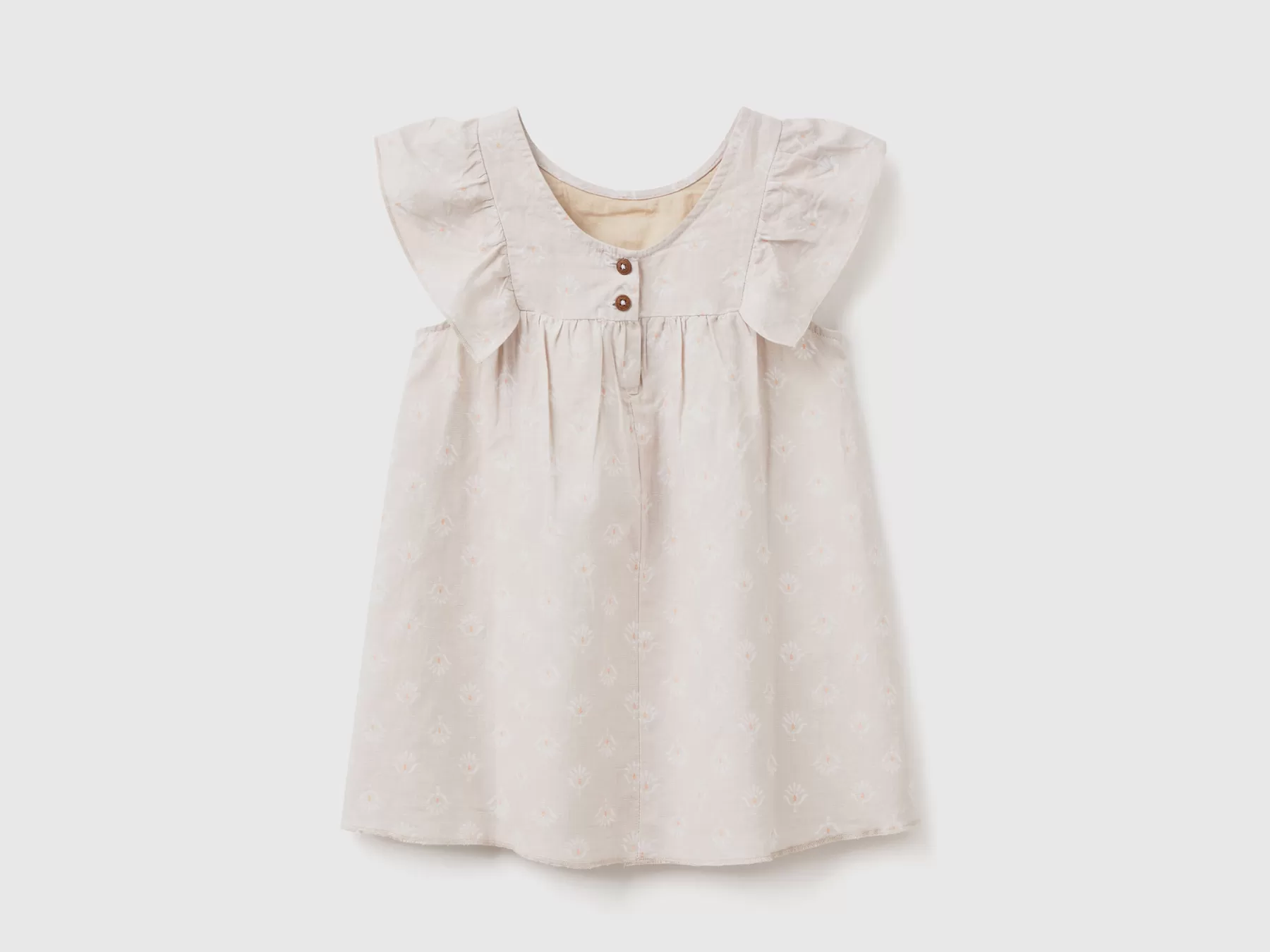 Benetton Vestito Fantasia In Misto Lino Beige Shop